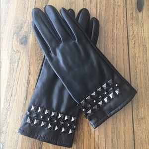 Studded Faux Leather Gloves